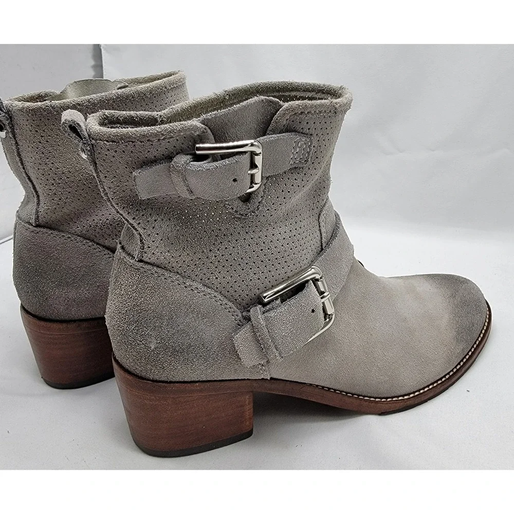 Donald J. Pliner Gray Suede Leather Buckle Ankle Boots Western Women Size 7.5 M - Picture 9 of 14